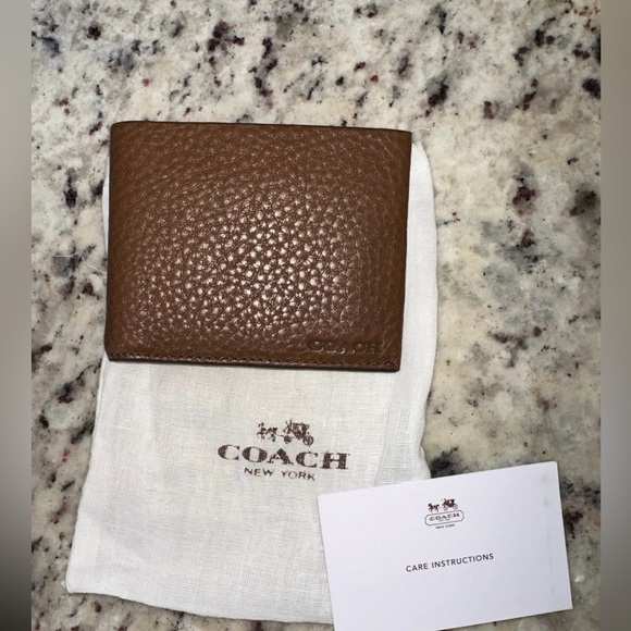 Coach Pebbled Brown Leather Wallet - Picture 1 of 5